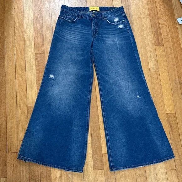 Circus NY Sam Edelman Low Rise Super Wide Leg Distressed Jeans Size 28 - Picture 2 of 11